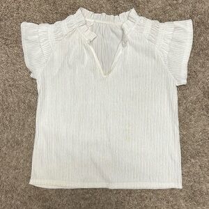 White Ruffled Sleeve Women's Top